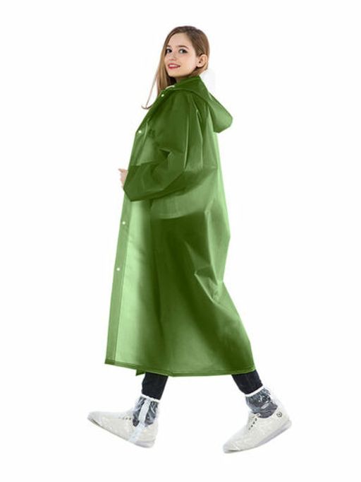 Дождевик зеленый EVA с капюшоном (на кнопках) Komfi/50 EVA005G