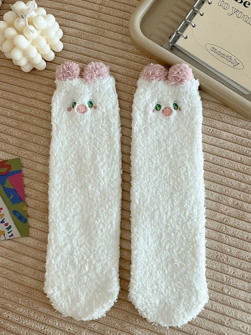 Носки iLikeGift Fluffy ears, white, мужские/женские евро размер 37-41