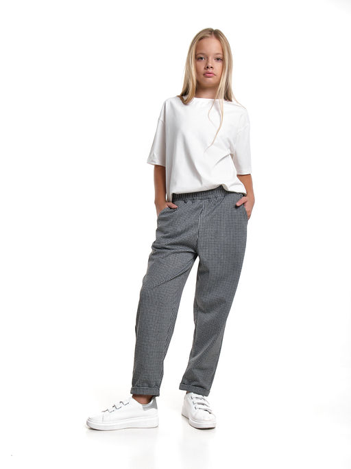 Брюки черная клетка для девочки 22-7968 клетка - Mini maxi фото 3