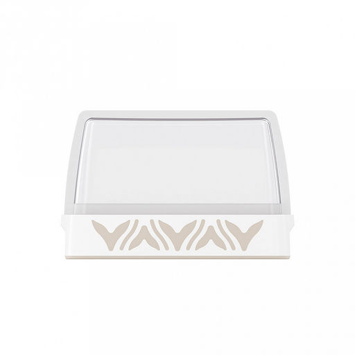 Масленка пластмассовая Эстетика 14,5х10,5х7см, прозрачная крышка, бело-бежевый (Россия) - Домашняя мода фото 4