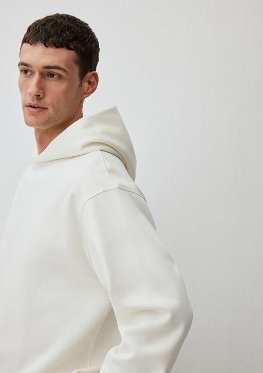 Kapusonlu Beyaz Basic Sweatshirt - Mavi фото 5