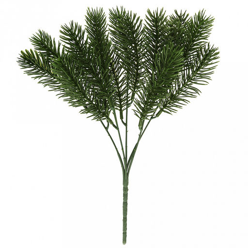 Декоративная ветка "Елка букет" 31см, 5 веток, пластик, зеленый, набор 4шт (Россия)