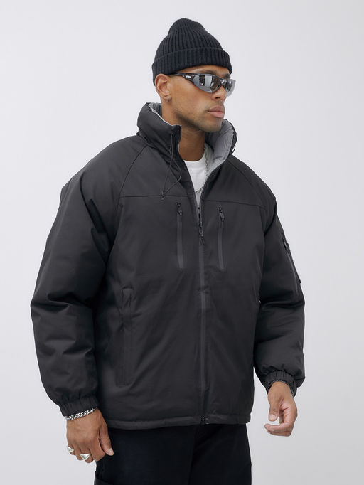 Куртка двухсторонняя мужская молодежная зимняя черного цвета 25308Ch - Mtforce фото 8