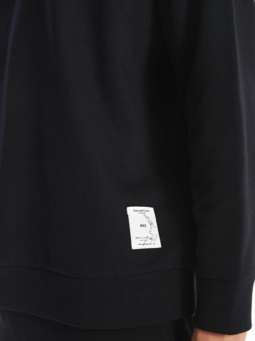 Bisiklet Yaka Uzun Kollu Erkek Sweatshirt