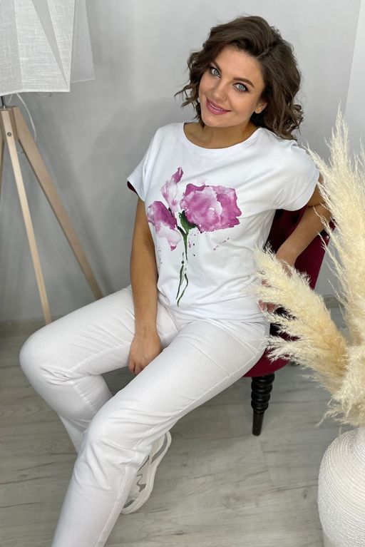Футболка Rumoda 2061 белый/лаванда  фото 4