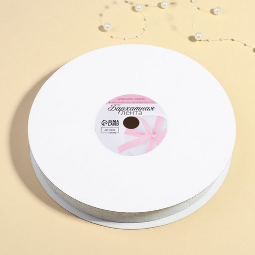 Лента бархатная, с серебряным люрексом, 20 мм, 18 1 м, цвет белый №01 - Арт узор фото 2