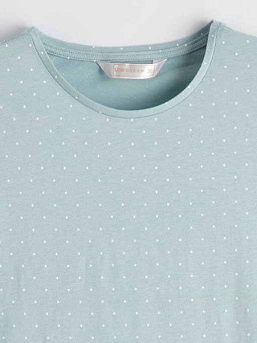 Bisiklet Yaka Puantiyeli Kad?n Pijama ?st?