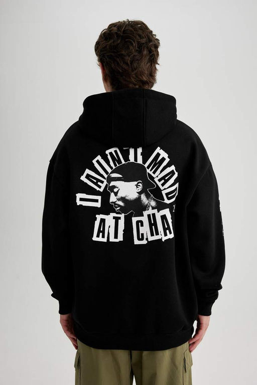 Толстовка оверсайз с капюшоном Tupac Shakur - Defacto фото 4