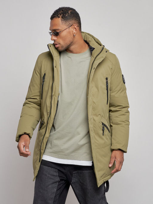 Парка мужская зимняя удлиненная молодежная зеленого цвета 8305Z - Wonderrman фото 8