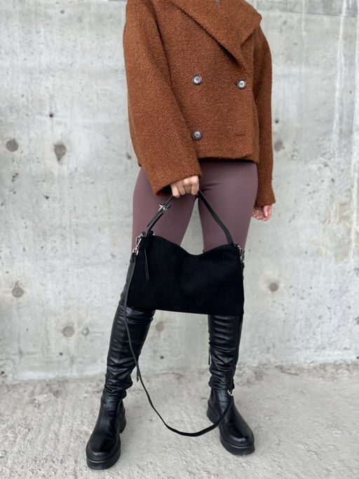 Женская замшевая сумка 8088-8 Черный - Sergio valentini фото 7