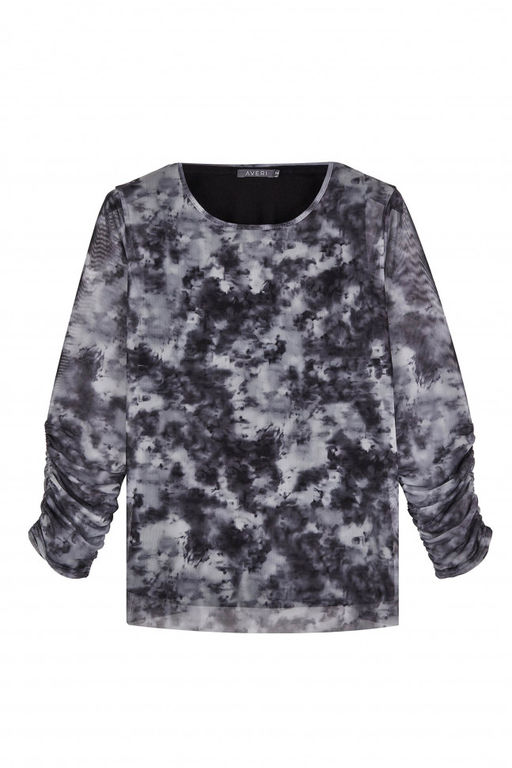 Блуза темно-серая с абстрактным принтом Averi