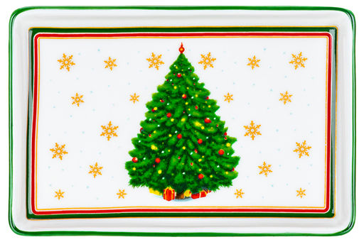 Масленка 13,5*9*6,5 см Новогодняя ёлка зеленый узор NEW BONE CHINA - Elan gallery фото 9