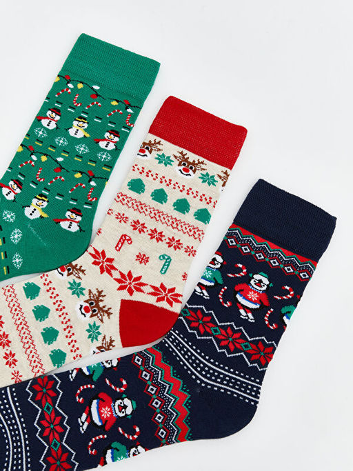 Y?lba?? Temal? Desenli Erkek 3l? Soket ?orap