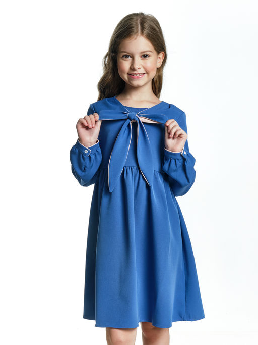 Платье для подростка с бантом UD 7181 серо-синий - Mini maxi фото 4