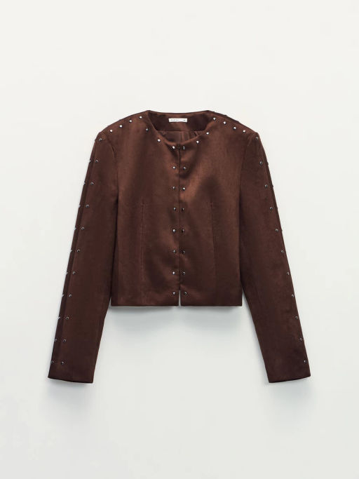 Жакет замшевый с заклепками / Zarina  фото 2