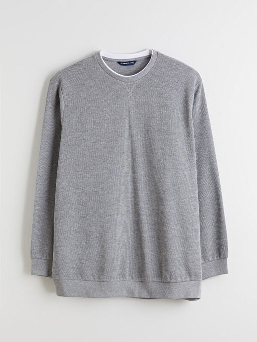 B?y?k Beden Bisiklet Yaka Erkek Sweatshirt