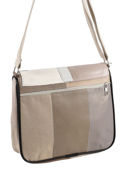 Сумка женская Sefaro TT-118 из телячьей кожи бежевая пэчворк 29×26×8 см  фото 2