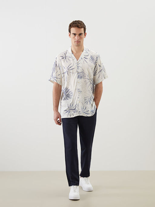 Regular Fit K?sa Kollu Desenli Viskon Erkek G?mlek