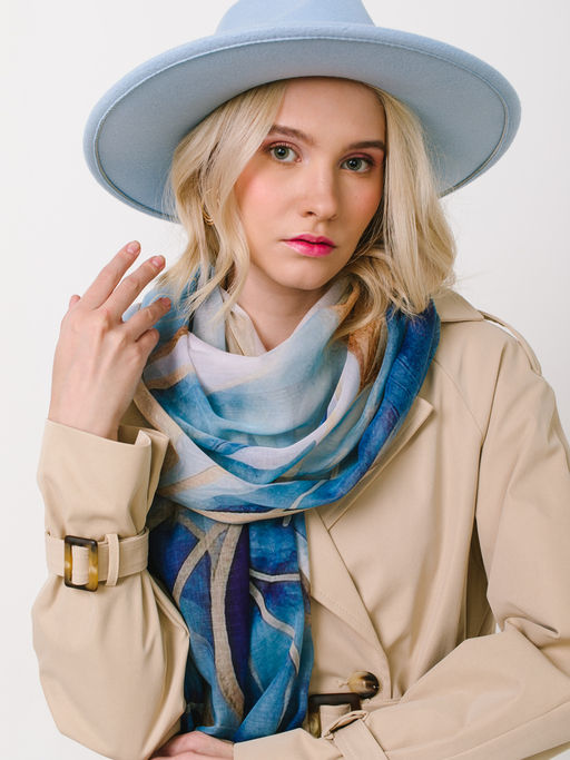 Большой, мягкий, тонкий и очень нежный двусторонний палантин с рисунком в стиле арт-деко - Tantino фото 9