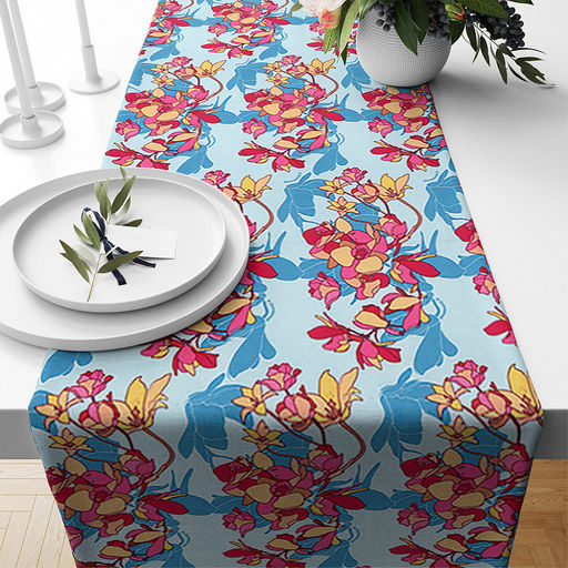 "Аромат магнолии" Скатерть-дорожка на стол рогожка 50х150см, 160г/м2, хлопок 100%, "Домашняя мода" (Россия)