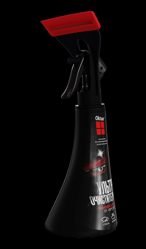 Ультраочиститель для стеклянных поверхностей Oktan с водосгоном "Универсальный" черный А2-01-04