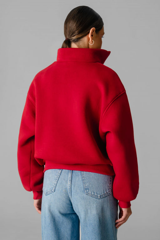 Арт. 1902 Свитшот женский с начесом полузамок 42-50 (5 шт) Цвет:красный