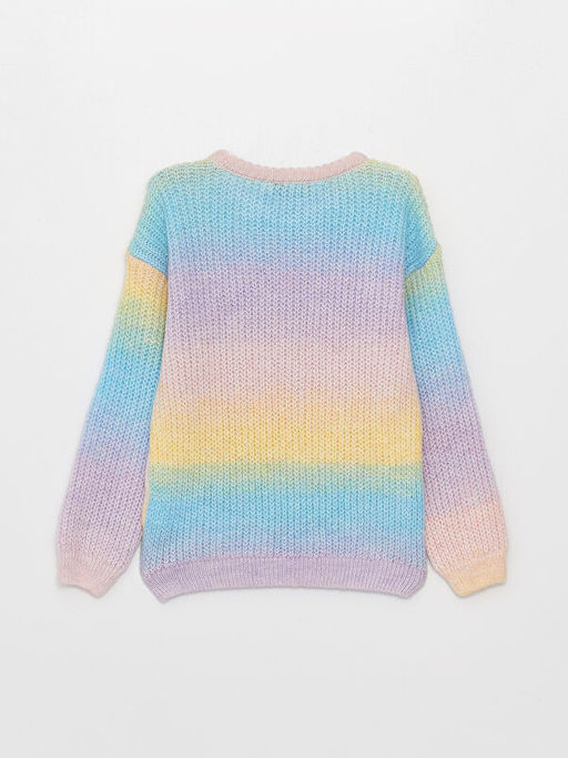 Bisiklet Yaka Renk Bloklu Uzun Kollu K?z ?ocuk Triko Kazak - Waikiki фото 2