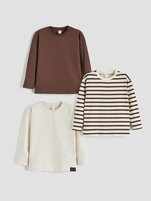 Bask?l? Uzun Kollu Erkek ?ocuk Ti??rt 3l?