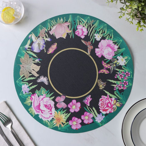 Набор салфеток сервировочных Доляна Роуз, d=38 см, 4 шт, цвет зелёный  фото 15