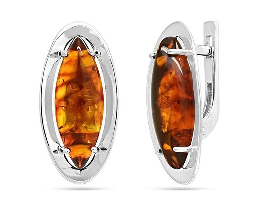 Серьги из серебра янтарь, СП77