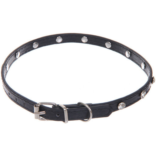 Цена за 4 шт. Ошейник для собак и кошек со стразами "На стиле", цвет черный, 1см, размер L, 39*44см (лейбл)