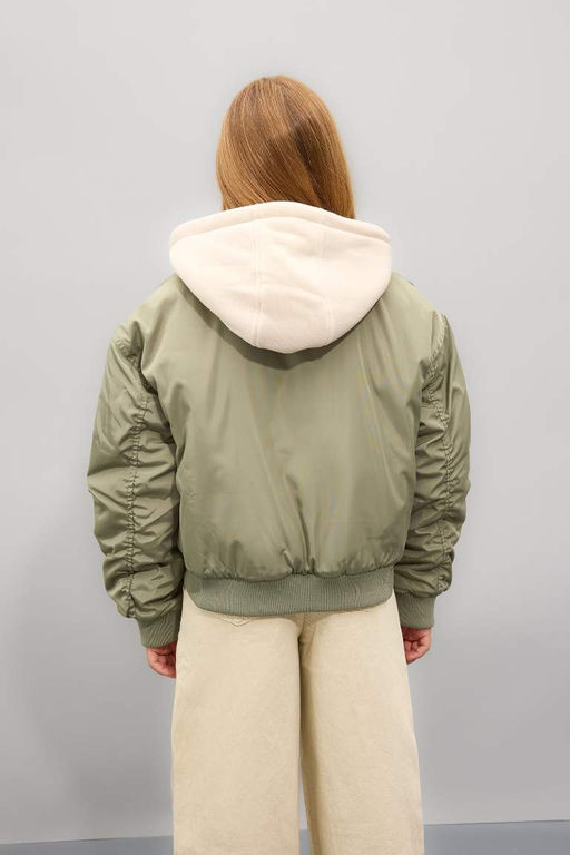 Пуховик со съемным капюшоном для девочек - Defacto фото 5