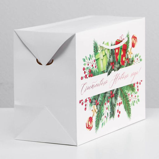 Пакет-коробка «Счастливого Нового года», 28 х 20 х 13 см