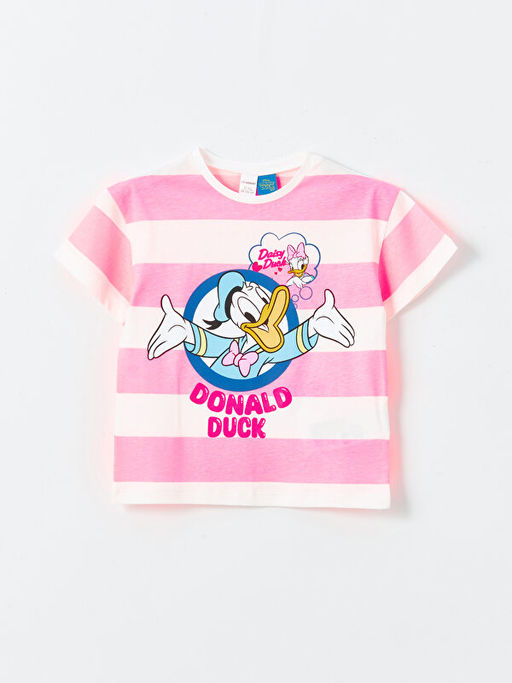 Bisiklet Yaka K?sa Kollu Donald Duck Bask?l? K?z Bebek Ti??rt