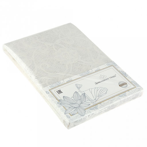 Скатерть ПВХ "Гипюр 1" 137х137см, длина стола до 90см, на 4 персоны, "LACE" фактурная, на пленке, беж с перламутром, упак. "классическая" п/э 28х41см т.м. "Домашняя Мода" (Китай)
