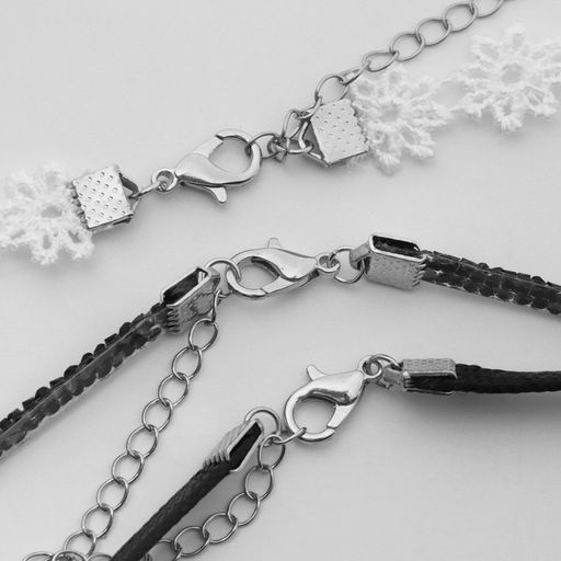 Чокер Трио цветы (набор 3 шт.), цвет чёрно-белый, 32 см - Queen fair фото 3