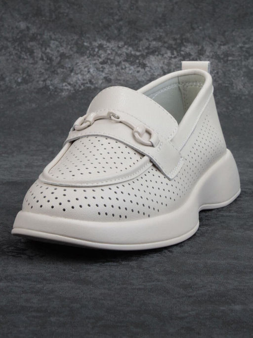 03-YD14-2D MILK WHITE Лоферы женские (натуральная кожа)