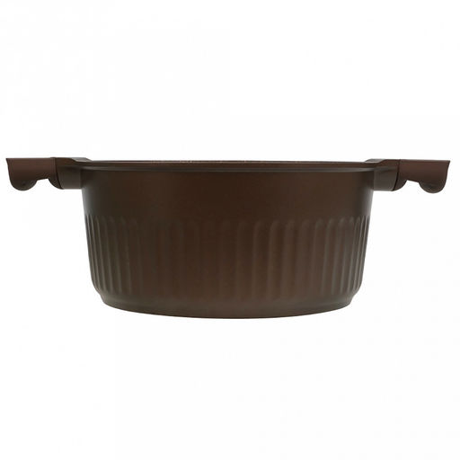 "Stella" Кастрюля с тефлоновым покрытием 5,2л, д25,5см, h14,5см, s0,32см, дно д20см, s0,4см, литая, стеклянная жаропрочная крышка, мокко (mokko) (Россия)