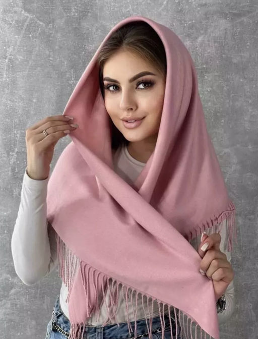 K13582 Палантин 100/100 хлопок ПУДРА