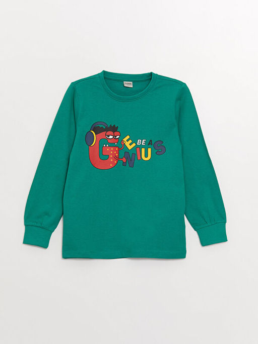 Bisiklet Yaka Bask?l? Uzun Kollu Erkek ?ocuk Pijama Tak?m? - Waikiki фото 2