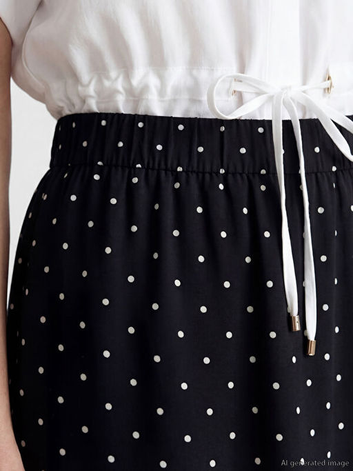 Beli Lastikli Puantiyeli Etek