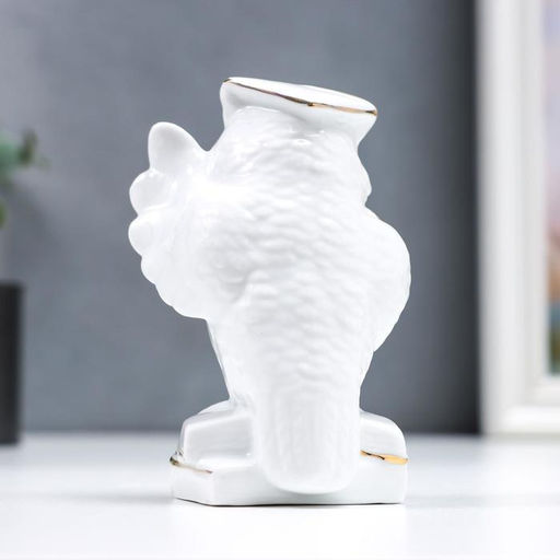 Фигурка керамика «Мудрый филин с пенсне, на книгах», белый с золотом, 12 см