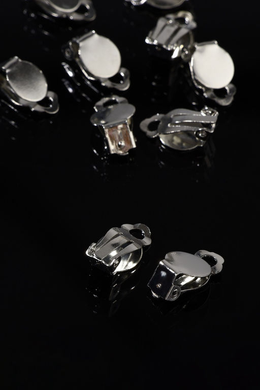 Цена за 2 шт. Основа под серьги-клипсы, 12 мм (набор 5 пар), цвет серебро