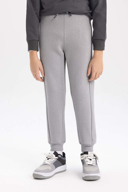 Серые спортивные штаны для мальчиков с принтом и эластичной резинкой на талии и карманами для бега - Defacto фото 5