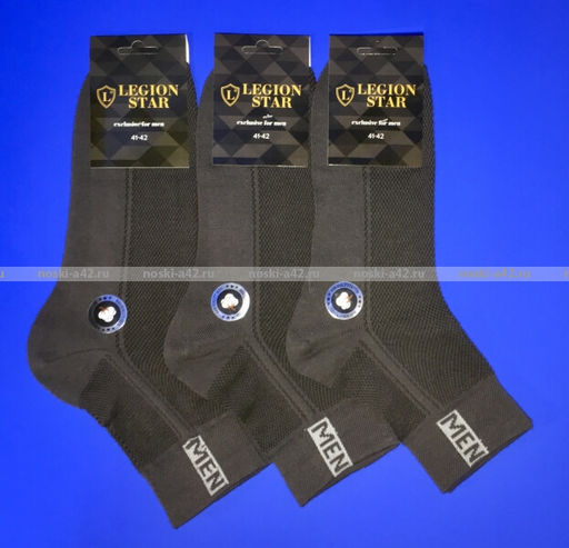 Цена за 10 пар. Легион носки мужские укороченные сетка темно-серые 29  фото 2