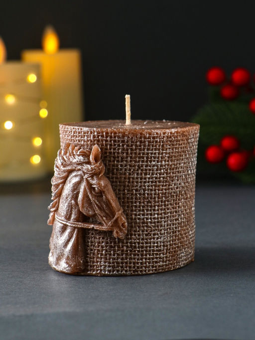 Декоративная свеча новогодняя «Лошадь Бохо», 70×75 мм, лак, коричневый
