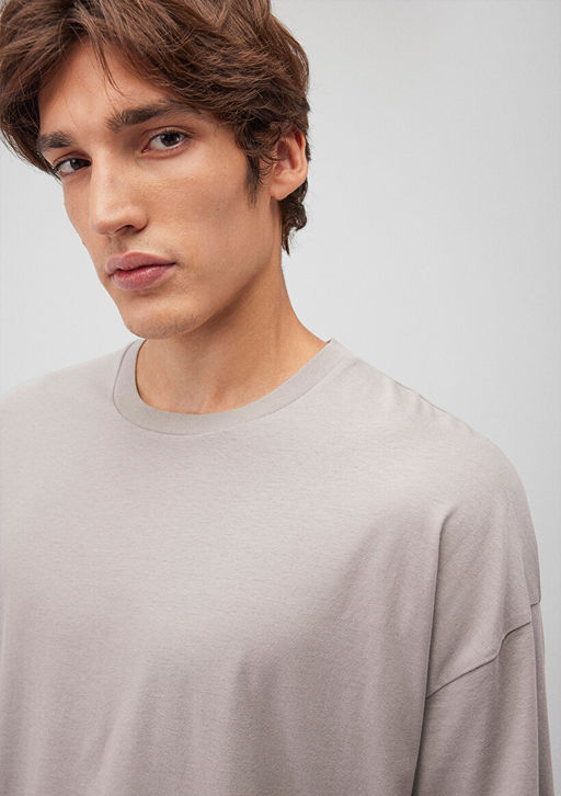 Gri Basic Tisort - Mavi фото 5