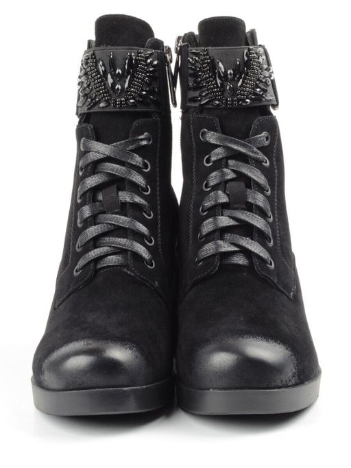 04-R135-1 BLACK Ботинки зимние женские (натуральная замша, натуральный мех) - Фабричный китай фото 10