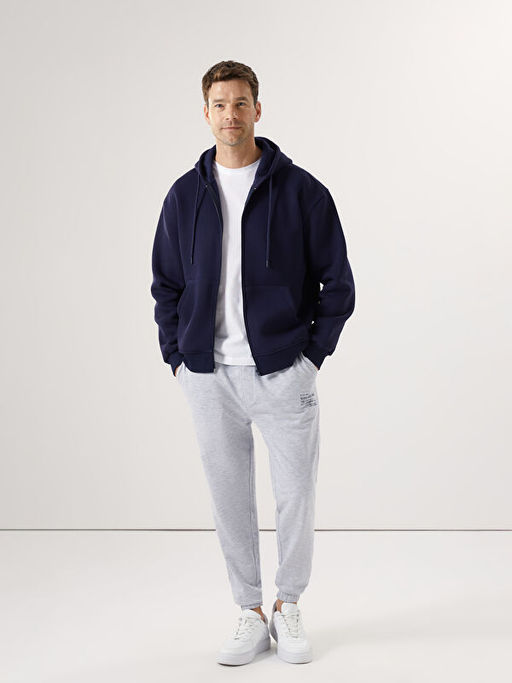 Kap??onlu Uzun Kollu Erkek Fermuarl? Sweatshirt