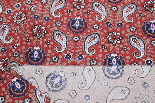 Поплин Барановские мотивы на красно-терракотовом, ГОСТ, ш.1.5м, хлопок-100%, 120гр/м.кв - Купава фото 4